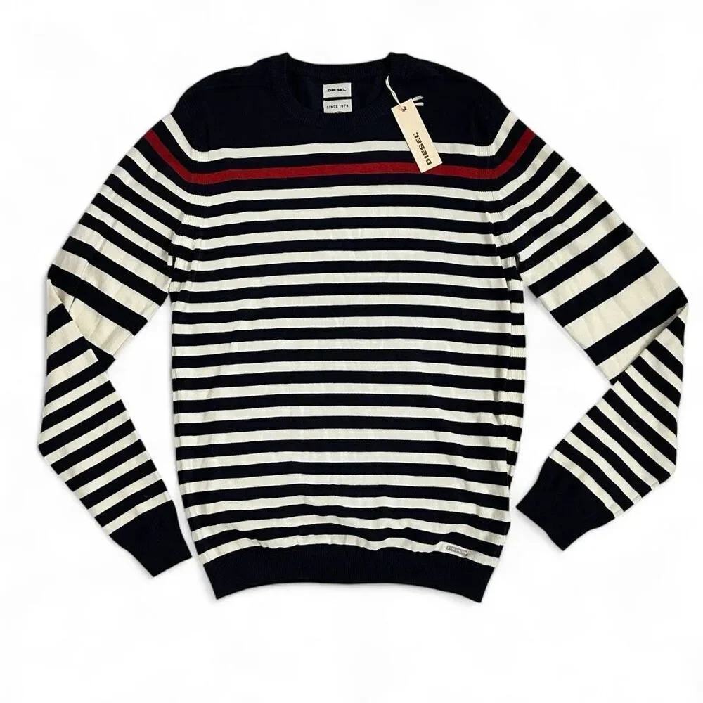 Diesel K-Calib Striped Crewneck Sweater Navy Red White Nautical Preppy Unisex XL